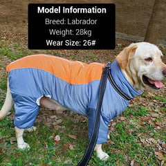 Fleece-Lined Waterproof Dog Overalls for Large Dogs – Reflective Winter Coat for Bulldogs & Labradors