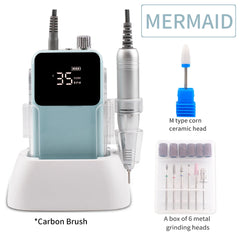 Professional 35,000 RPM Desktop Rechargeable Nail Drill – High Torque Cordless Manicure & Pedicure Station