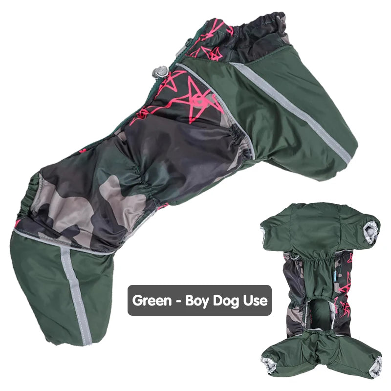 Puffer Dog Snow Suit – Full-Cover Belly Winter Overalls for Small Dogs (Boy & Girl)