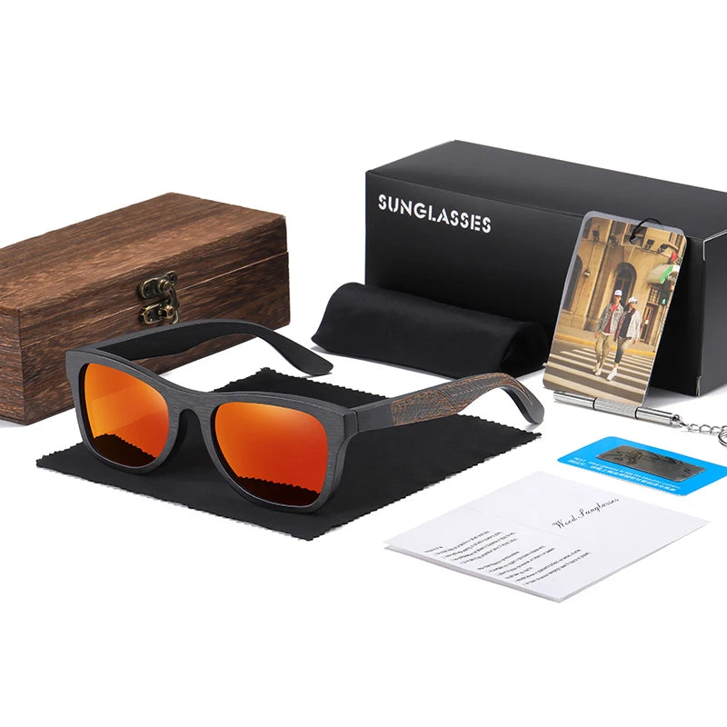 Handmade Black Bamboo Wooden Frame Sunglasses by Snagg It Sunglasses