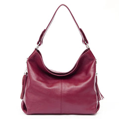 Soft Genuine Leather Tassel Hobo Bag – Elegant Women's Shoulder & Messenger Purse Satchel