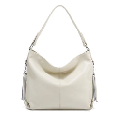 Soft Genuine Leather Tassel Hobo Bag – Elegant Women's Shoulder & Messenger Purse Satchel