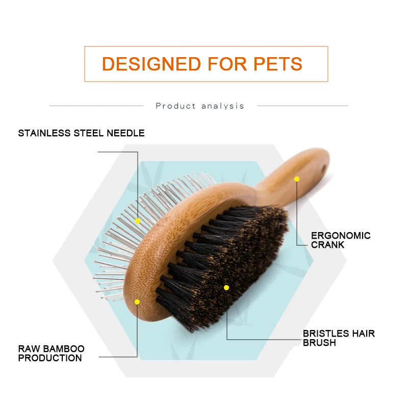 Double-Sided Bamboo Pet Brush by Snagg A Grooming Tool