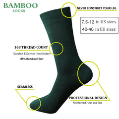 Men’s Bamboo Dress Socks — Breathable Antibacterial Green Set (6 Pair Pack)