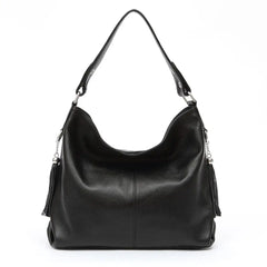 Soft Genuine Leather Tassel Hobo Bag – Elegant Women's Shoulder & Messenger Purse Satchel