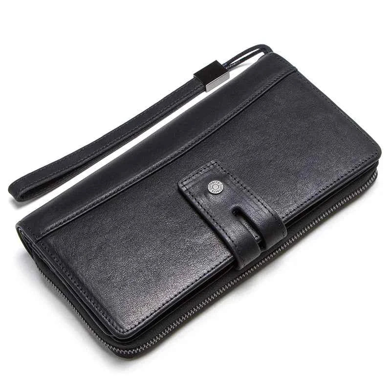 Genuine Leather Men's Long Wallet & Clutch with Card Holders and Coin Purse