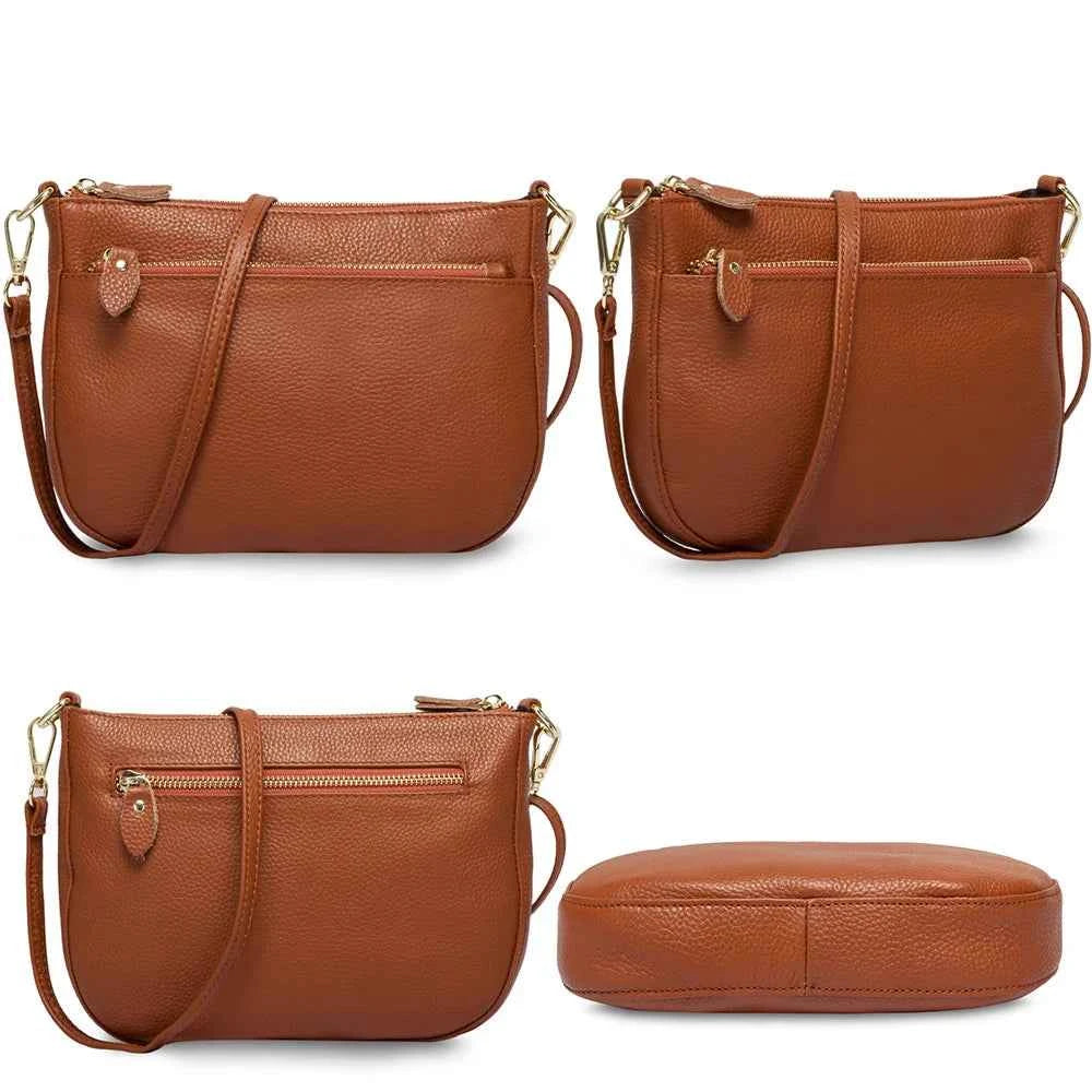 100% Genuine Leather Small Flap Crossbody Bag – Simple Women's Shoulder Purse & Messenger Wallet