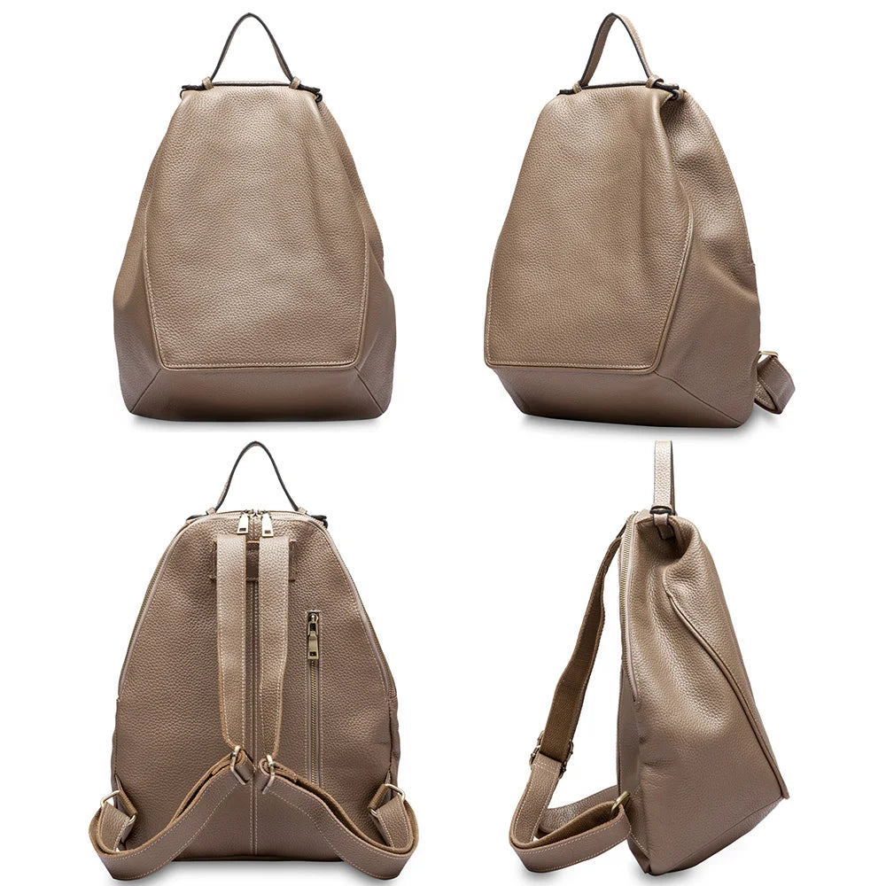 Genuine Leather Classic Backpack Purse – Roomy A4 & iPad-Fit Knapsack Satchel Rucksack for Women (0.82kg)