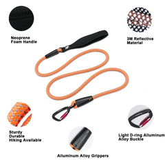 Reflective Nylon Dog Leash with Neoprene Handle & Alloy Hardware by Snagg A Leash