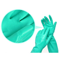 4 Pairs Oil-proof Long Green Safety Nitrile Rubber Coated Work Gloves by Snagg A Gloves