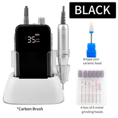 Professional 35,000 RPM Desktop Rechargeable Nail Drill – High Torque Cordless Manicure & Pedicure Station