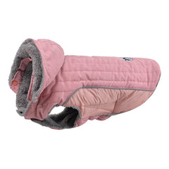 Quilted Dog Jacket with Removable Hood – Thick Fleece Winter Coat with Reflective Strips & Adjustable Belly