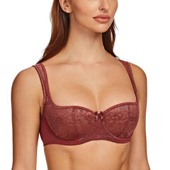Balconette Bra | Padded Strap Half Cup Underwire Lace Plunge Full Coverage