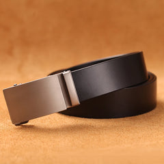 Men’s Genuine Cow Leather Belt — Automatic Buckle Business Strap