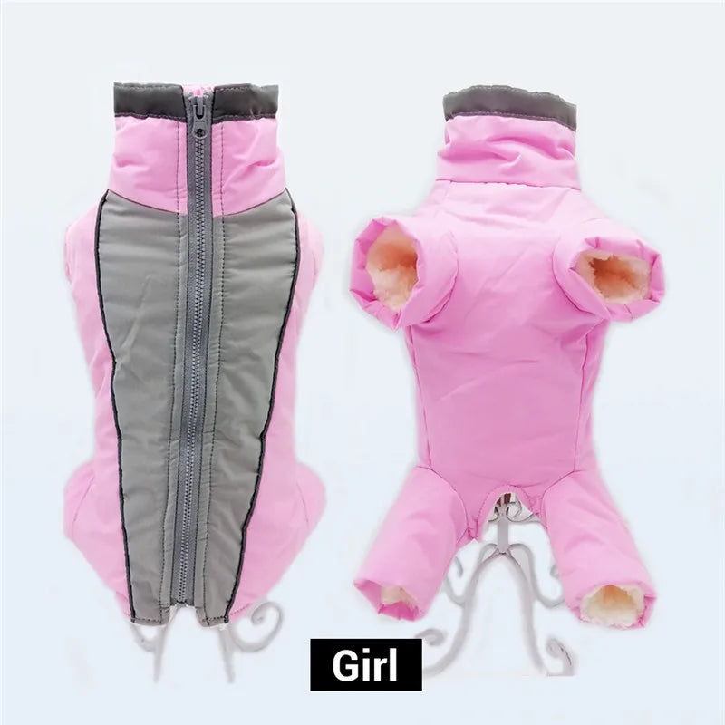 Reflective Dog Winter Jumpsuit – Waterproof Down-Fill Overalls for Small Dogs