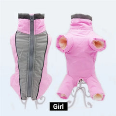 Reflective Dog Winter Jumpsuit – Waterproof Down-Fill Overalls for Small Dogs