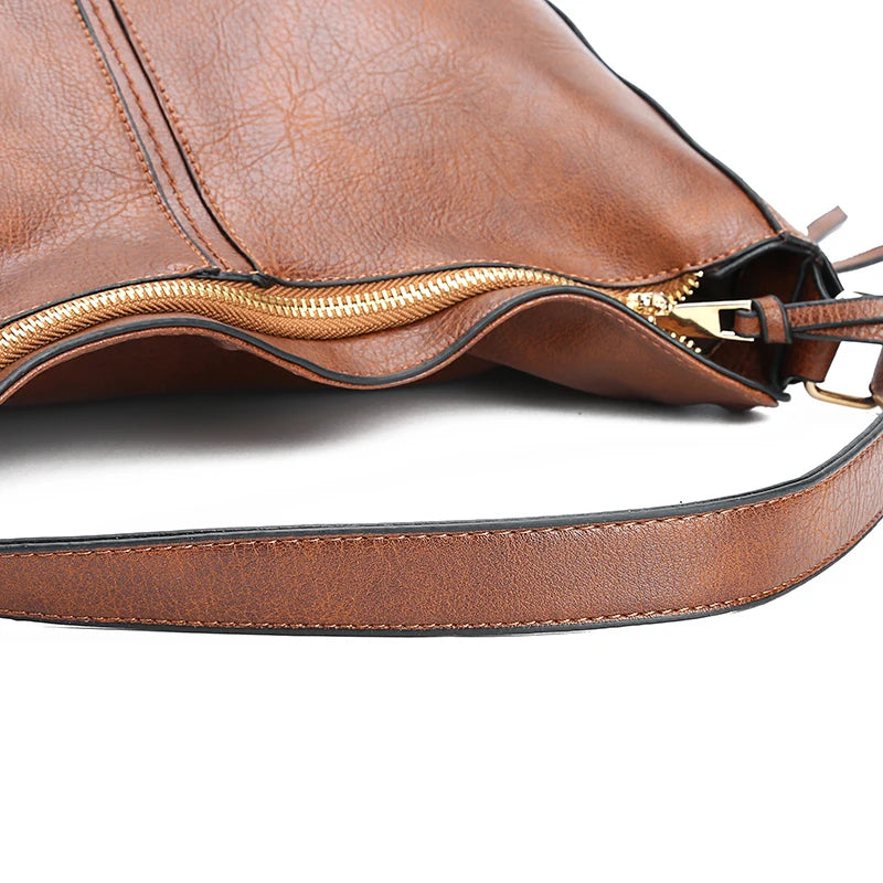 Faux Leather Large Vintage Hobo Tote – European Designer Crossbody & Shoulder Bag for Women
