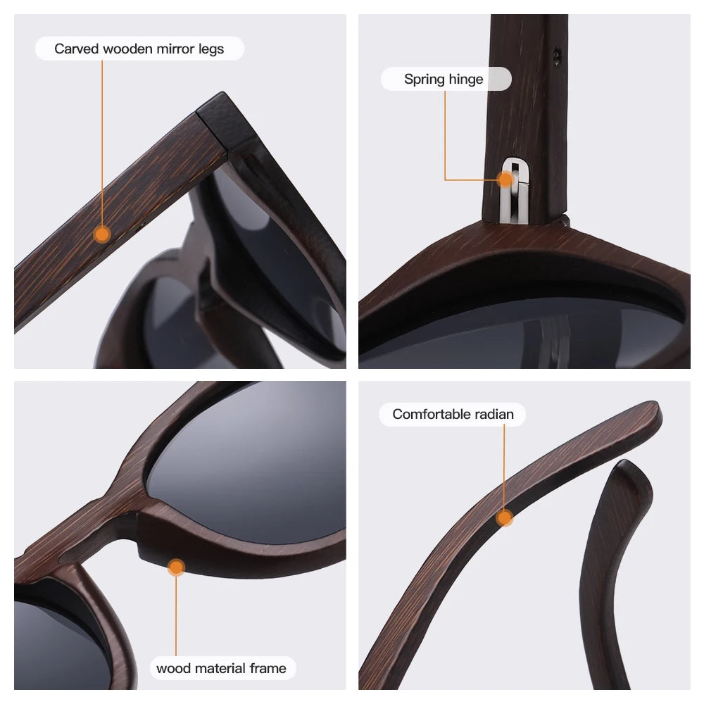 Oval Bamboo Polarized Sunglasses by Snagg It Sunglasses