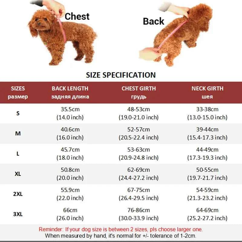 Reflective Windproof Dog Jacket – Thick Checked Winter Coat for Small to Large Dogs (Up to 3XL)