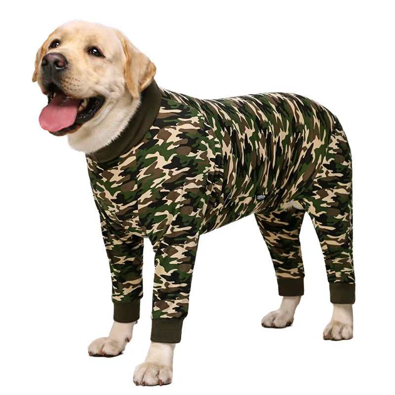 Dog Pyjama Jumpsuit for Medium & Large Dogs – Cosy Full-Cover Belly Recovery Suit (Cuttable Panel)