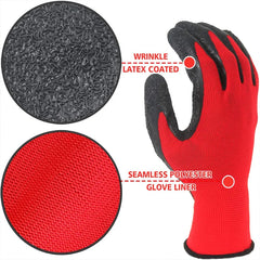 12 Pieces/ 6 Pairs Safety Work Protective Gloves Construction Builders Grip Knit Polyester Cotton Guantes For Gardening by Snagg A Gloves