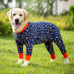 Dog Pyjama Jumpsuit for Medium & Large Dogs – Cosy Full-Cover Belly Recovery Suit (Cuttable Panel)