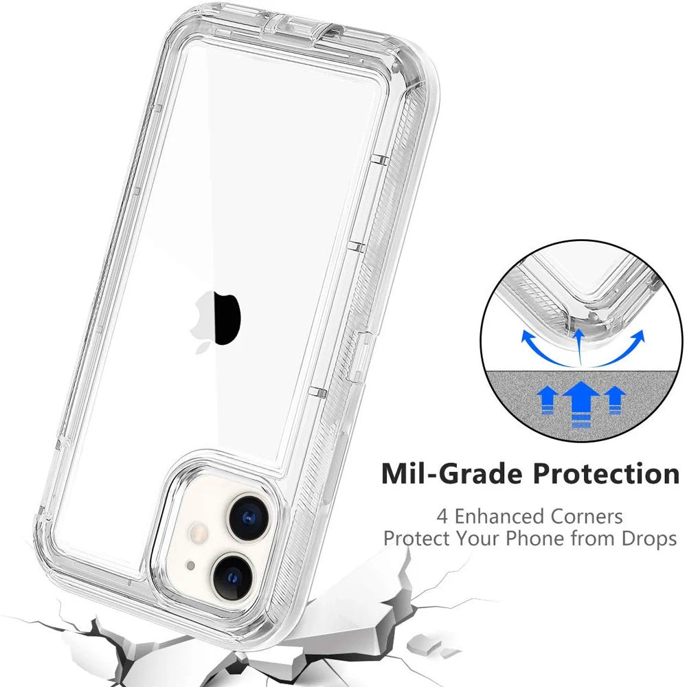 Clear Transparent Shockproof Armor Case - For iPhone 16 Series - Phone Cases & Covers