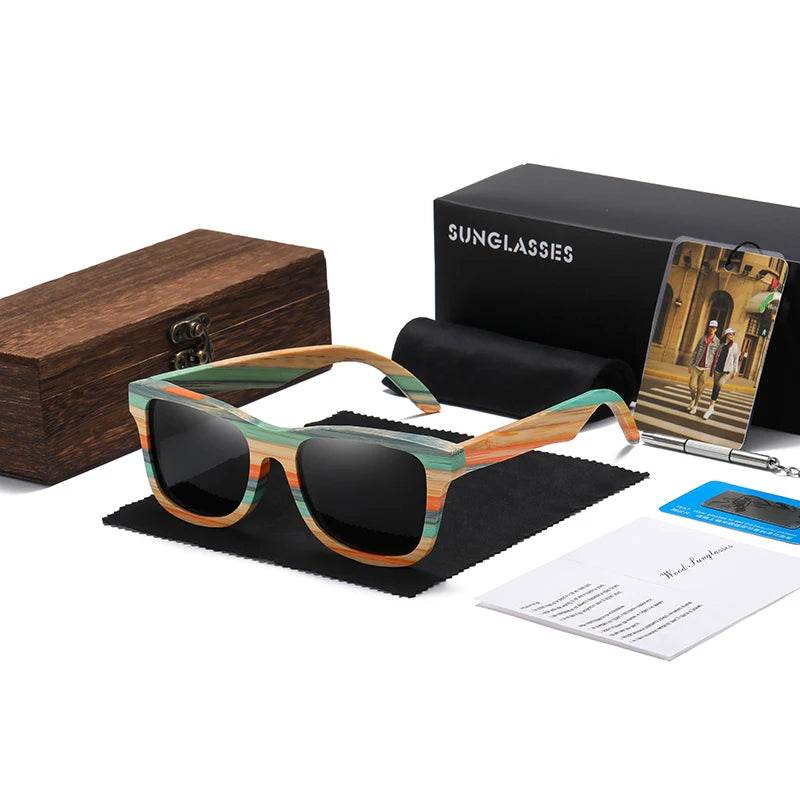Bamboo Skateboard Wood Polarized Sunglasses - SnaggIt