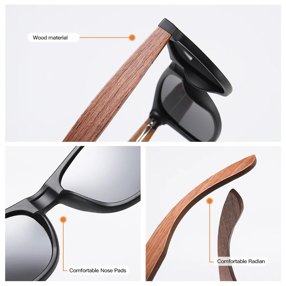 Handmade Walnut Wooden Polarized Sunglasses by Snagg It Sunglasses