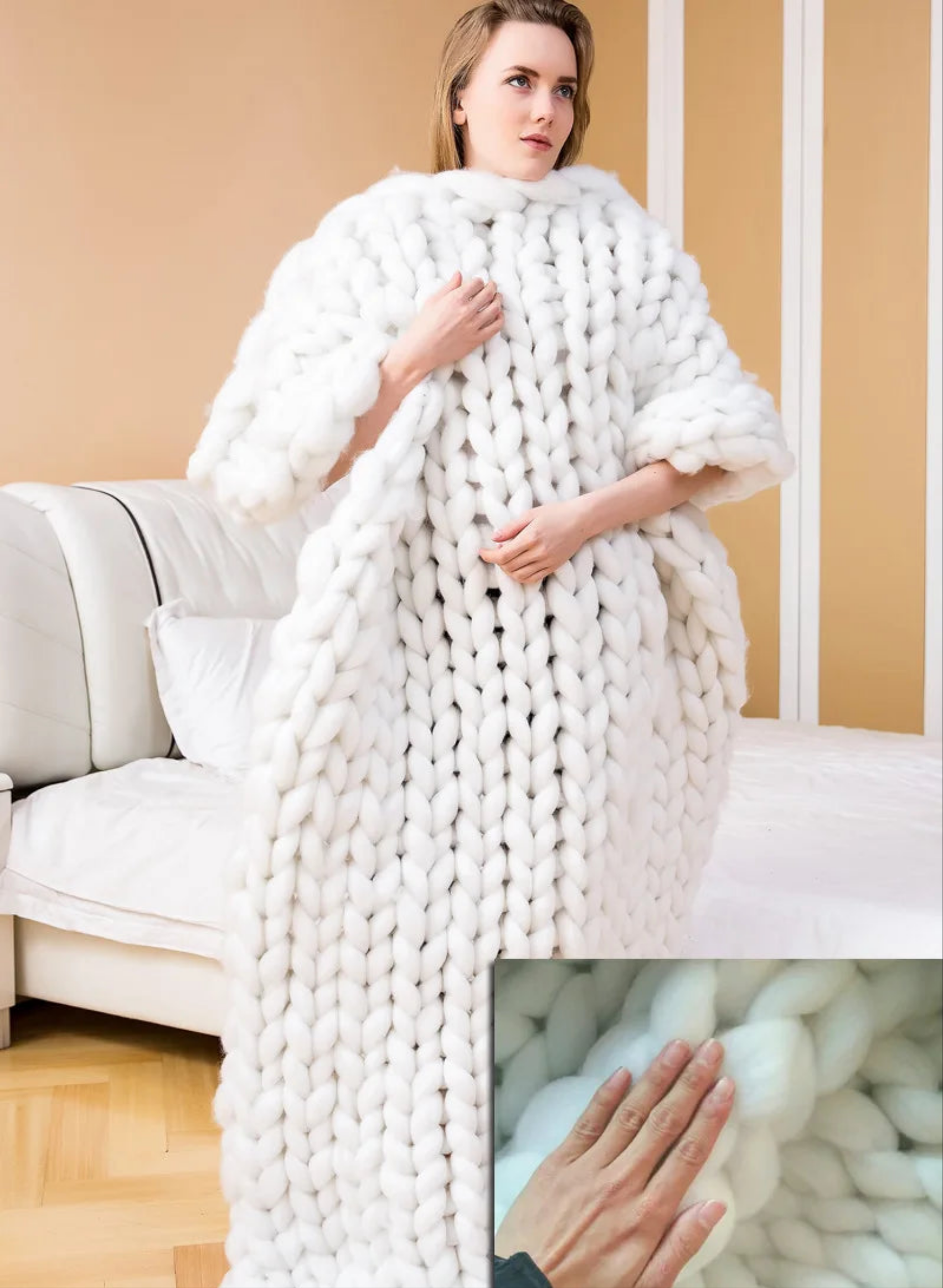 Knit Blanket Handmade Wool Throw by Snagg A Throw