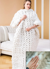 Knit Blanket Handmade Wool Throw by Snagg A Throw