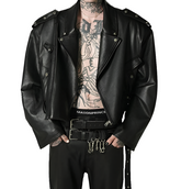 Oversized Black PU Leather Biker Jacket by Snagg A Jacket