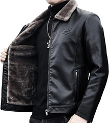 OBM Men’s Full-Zip Bomber Jacket with Fur Collar by Snagg A Jacket