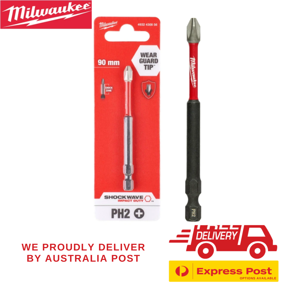 Milwaukee SHOCKWAVE™ PH2 Cross Impact Bit (90mm) – Wear Guard Technology