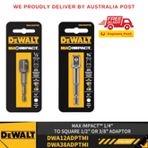 DEWALT MAX IMPACT™ Socket Adaptor – 1/4″ Hex to 3/8″ or 1/2″ Square