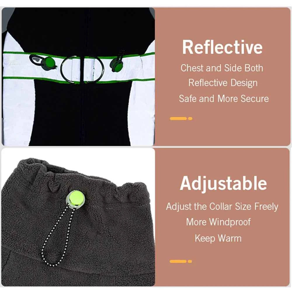 Fleece Dog Pyjamas with Legs – Reflective Closed-Belly Winter Suit for Small Dogs (Cuttable Panel)