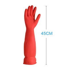 45cm Lengthen Dishwashing Cleaning Gloves Reusable Rubber Latex Kitchen Gloves Soft Comfortable Waterproof Household Clean Tool by Snagg A Gloves