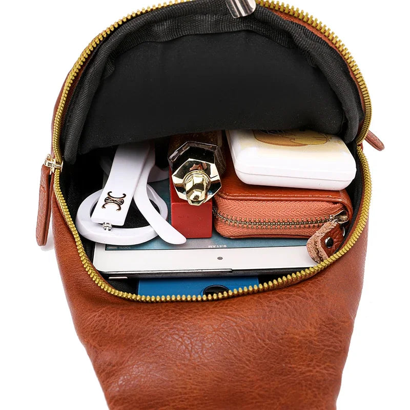PU Leather Sling Crossbody Chest Bag