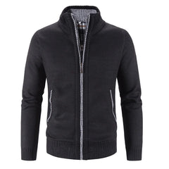 Men’s Single Breasted Knit Cardigan | Slim Fit Mandarin Collar Sweater Coat