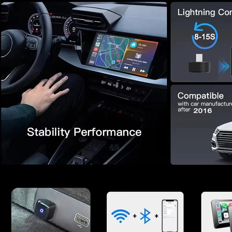 2025 Wireless CarPlay & Android Auto AI Box by Snagg A Car Adapter