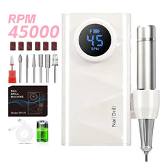 Professional 45,000 RPM Ultra Quiet Cordless Nail Drill – High-Torque 4500mAh Rechargeable Manicure Station