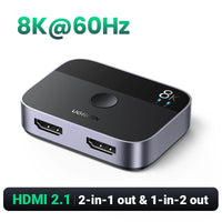 HDMI 2.1 Switch 8K@60Hz 2-in-1-Out Manual Selector for PS5, Xbox Series X, TV, Monitor & Projector by Snagg An HDMI Switch
