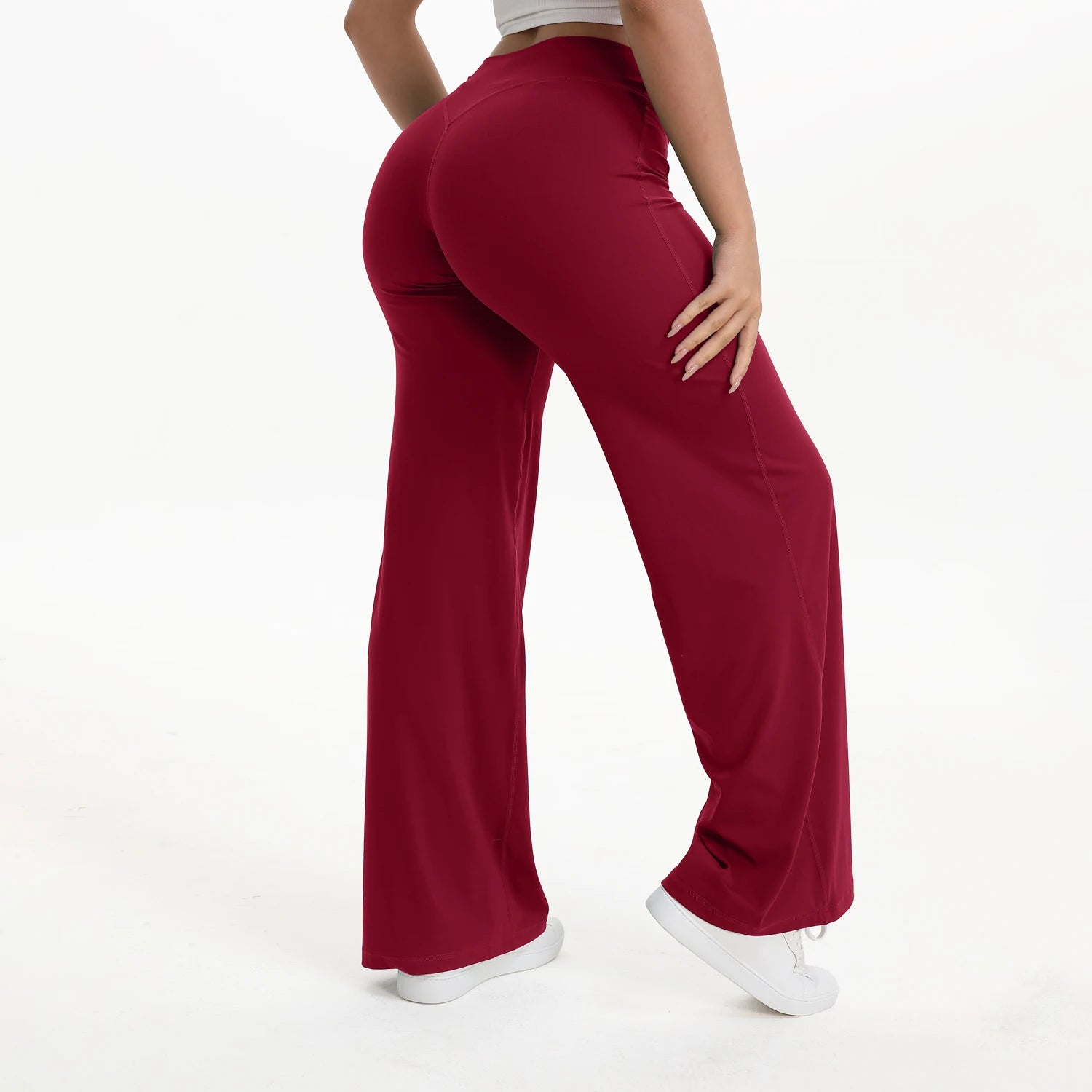 Women's Straight Leg Yoga Pants | Mid-Waist Naked-Feel Pilates Running Gym Leggings Sports Trousers