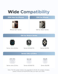 Qi2 25W 3-in-1 Magnetic Wireless Charger Stand | iPhone 17 Pro Max AirPods 4 Apple Watch MagSafe Fast Charger