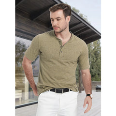 Men's Cotton Blend Henley | Soft 3-Button Summer Fashion Tee