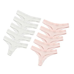 Seamless Cotton G-String 10-Pack | Breathable Thong Solid Colour Plus Size Women's Underwear