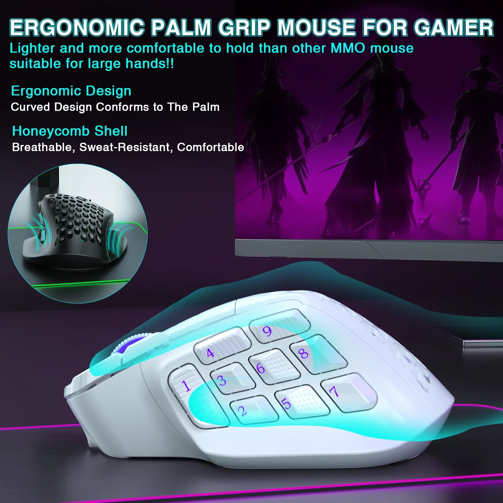 Wireless MMO Gaming Mouse 24,000 DPI, RGB Lighting & Programmable Macros by Snagg A Gaming Mouse