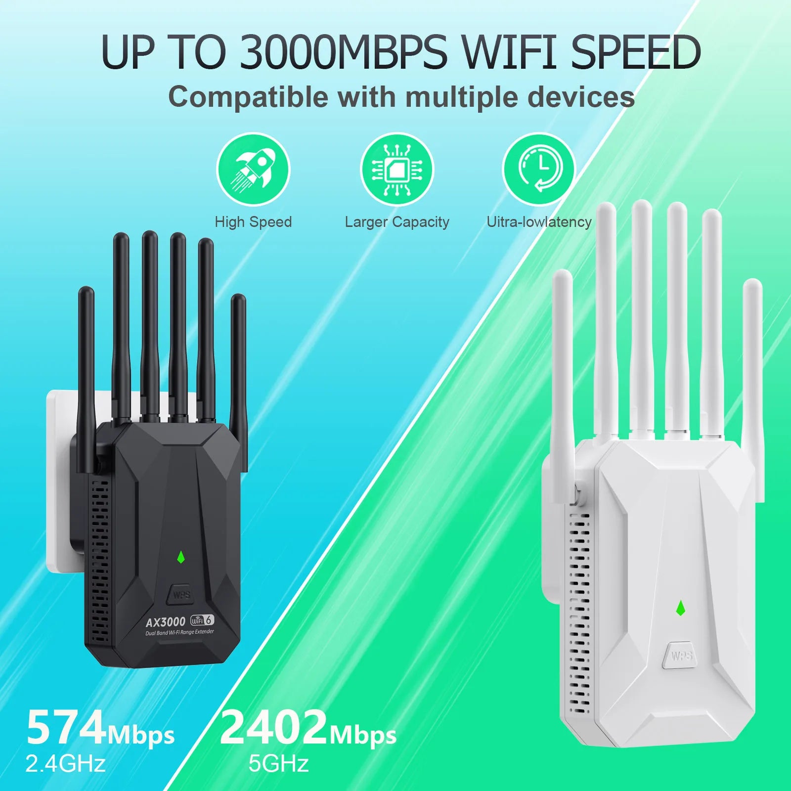 3000Mbps WiFi 6 Repeater Dual-Band 2.4G/5GHz Gigabit Signal Booster by Snagg A WiFi Booster