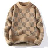 Men’s Checkered Knit Pullover | American Trendy Harajuku Slimming Sweater