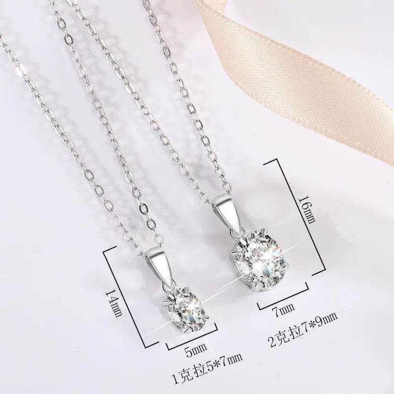 1–2CT Oval Moissanite Pendant Necklace - SnaggIt